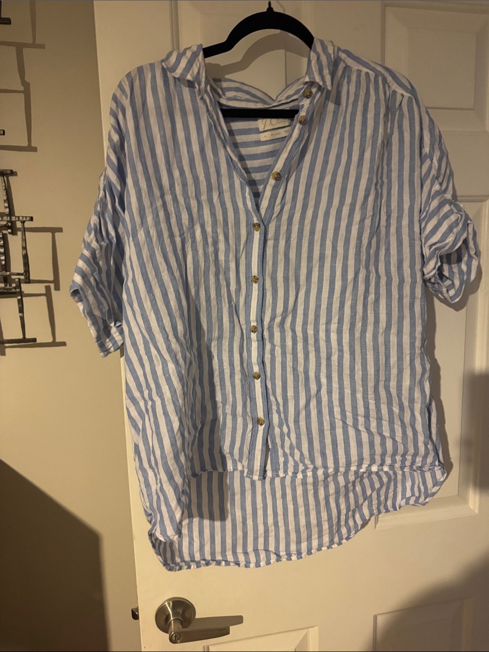 J. Crew Blue and White Striped Button-Down Shirt